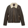 Men's Shetland Shearling-Collar Leather Jacket