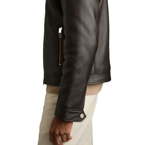Men's Shetland Shearling-Collar Leather Jacket