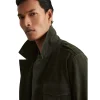 Reiss Dark Forest Green Stafford Suede Four Pocket Field Jacket