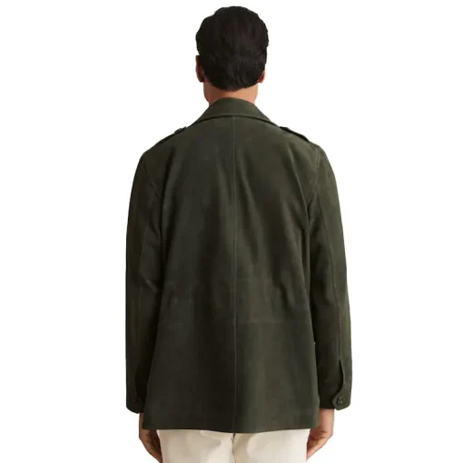 Reiss Dark Forest Green Stafford Suede Four Pocket Field Jacket