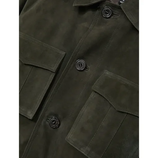 Reiss Dark Forest Green Stafford Suede Four Pocket Field Jacket - Image 5