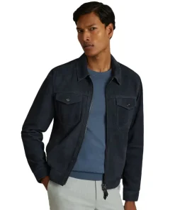 Reiss Pike Suede Zip-Through Trucker Jacket