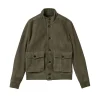 Reiss Light Khaki Green Roland Suede Harrington Jacket
