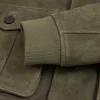 Reiss Light Khaki Green Roland Suede Harrington Jacket