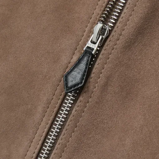Reiss Block Leather-Sleeve Suede Brick Bomber Jacket