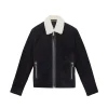 Reiss Navy Sandon Suede Shearling-Collar Jacket