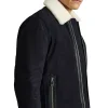 Reiss Navy Sandon Suede Shearling-Collar Jacket
