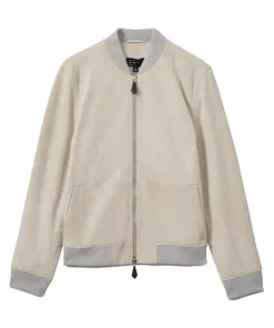 Reiss Off White Diego Suede Bomber Jacket