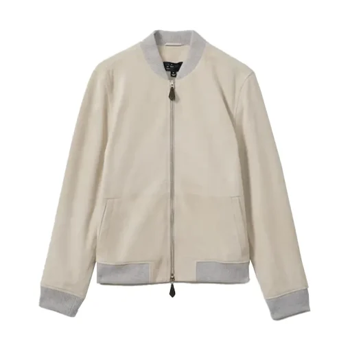 Reiss Off White Diego Suede Bomber Jacket