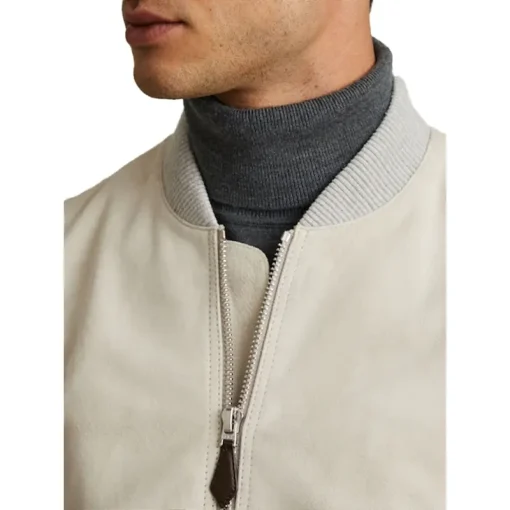 Reiss Off White Diego Suede Bomber Jacket