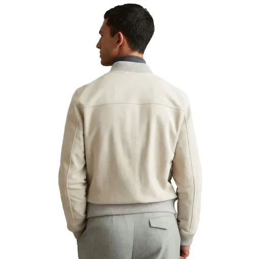 Reiss Off White Diego Suede Bomber Jacket