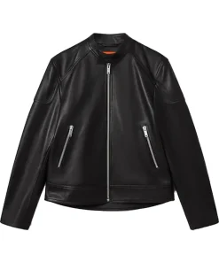 Reiss x McLaren F1 Team Black Embossed Leather Jacket