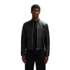 Reiss x McLaren F1 Team Black Embossed Leather Jacket
