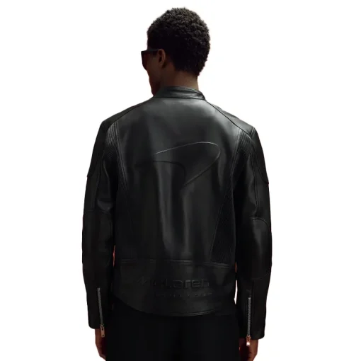 Reiss x McLaren F1 Team Black Embossed Leather Jacket