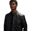Reiss x McLaren F1 Team Black Embossed Leather Jacket