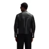 Reiss x McLaren F1 Team Black Embossed Leather Jacket
