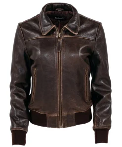 Schott NYC Women's Lambskin A-2 Inspired Flight Jacket