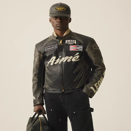 Aime Leon Dore Vanson Distressed Biker Moto Jacket
