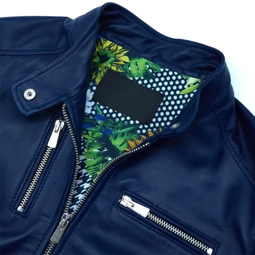 Women’s Cropped Leather Motorcycle Jacket