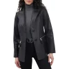 Women’s Fitted Black Leather Blazer Coat