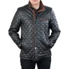 Mens Soft Grain Quilted Leather Car Coat