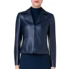 Women’s Fitted Blue Leather Jacket