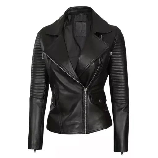 Womens Classic Asymmetrical Leather Jacket