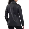 Women’s Tailored Black Leather Blazer Coat