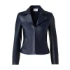 Navy Blue Leather Jacket for Women