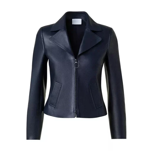 Navy Blue Leather Jacket for Women