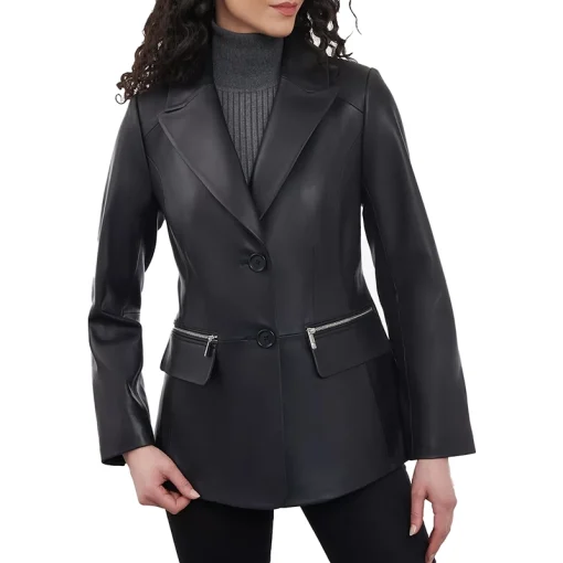 Women’s Classic Leather Blazer Coat