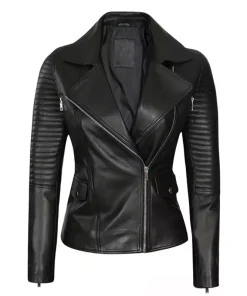 Womens Tailored Asymmetrical Leather Jacket