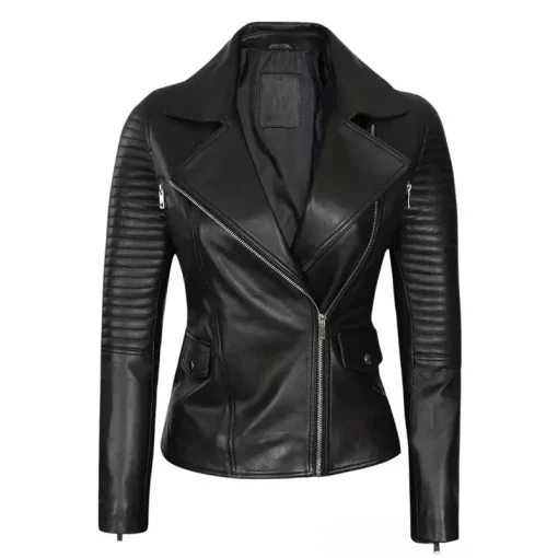 Womens Tailored Asymmetrical Leather Jacket