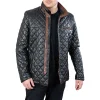 Mens Tailored Quilted Leather Car Coat
