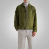 Unisex Green Suede Leather Outerwear