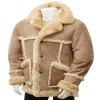 Sheepskin Long Leather Coat for Men