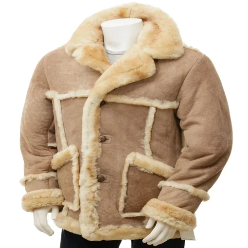 Sheepskin Long Leather Coat for Men