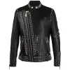 Slim Fit Studded Motorcycle Leather Jacket