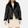 Black Shearling Biker Jacket – Women
