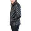 Mens Cropped Quilted Leather Car Coat