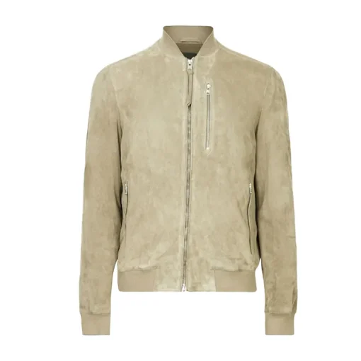AllSaints Green Kemble Suede Bomber Jacket