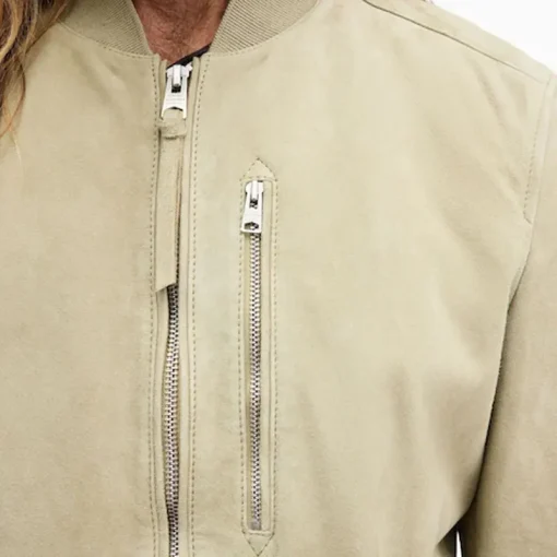 AllSaints Green Kemble Suede Bomber Jacket