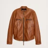 Banana Republic Cognac Brown Leather Biker Jacket