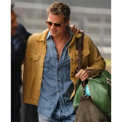 F1 The Movie 2025 Brad Pitt Suede Leather Jacket