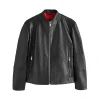 HUGO Black Hugo Slim Fit Leather Jacket