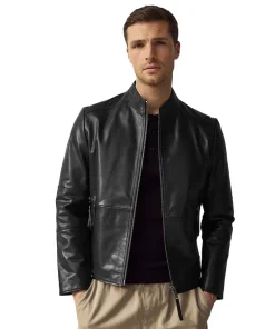 HUGO Black Hugo Slim Fit Leather Jacket