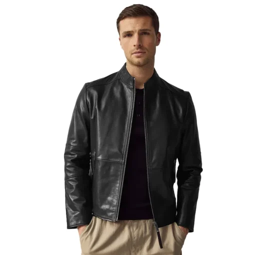 HUGO Black Hugo Slim Fit Leather Jacket