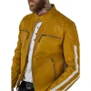 Joe Browns Yellow Quilted Premium Leather Racer Jacket