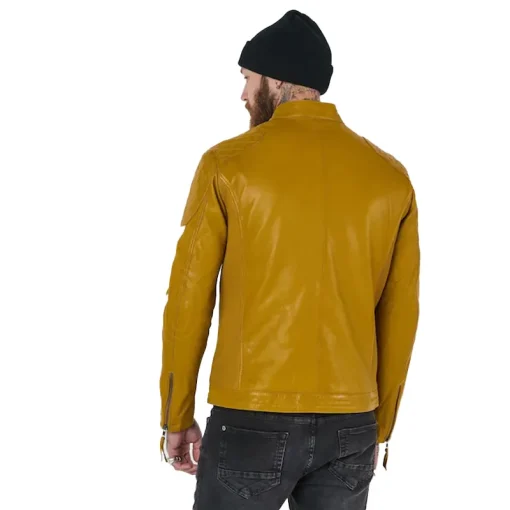 Joe Browns Yellow Quilted Premium Leather Racer Jacket