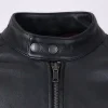 Morton Contrast Stripe Stand Collar Biker Leather Jacket